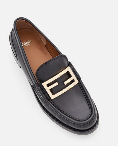 Shop Fendi Ff Calf Loafer In Black