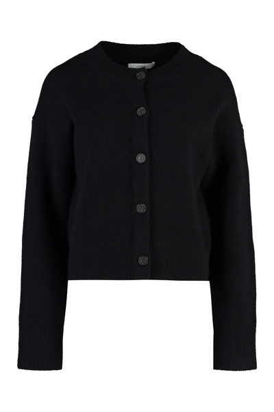 Shop Vince Wool And Cashmere Cardigan In Black