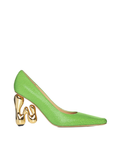 Shop Jw Anderson High-heeled Shoe In Fluo Green Heel Gold