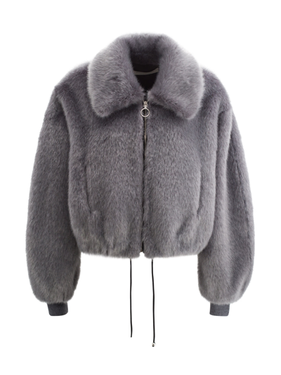 Philosophy Di Lorenzo Serafini Zip up Faux fur Bomber Jacket In Grigio ModeSens