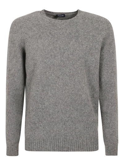 Shop Drumohr Rib Trim Plain Crewneck Sweater In Grey Mélange