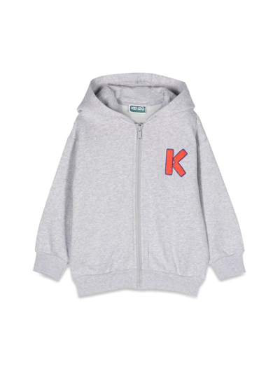 Shop Kenzo Zipper Hoodie K In Grigio