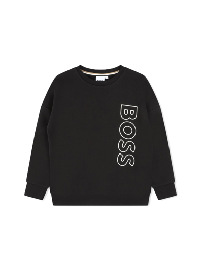 Shop Hugo Boss Logo Crewneck Sweatshirt In Nero