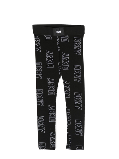 Dkny Logo-print Stretch-cotton Leggings In Nero