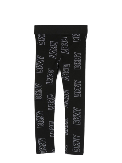 Dkny Logo-print Stretch-cotton Leggings In Nero