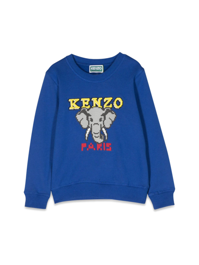 Shop Kenzo Elephant Crewneck Sweatshirt In Blu