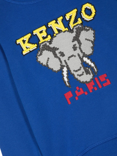 Shop Kenzo Elephant Crewneck Sweatshirt In Blu