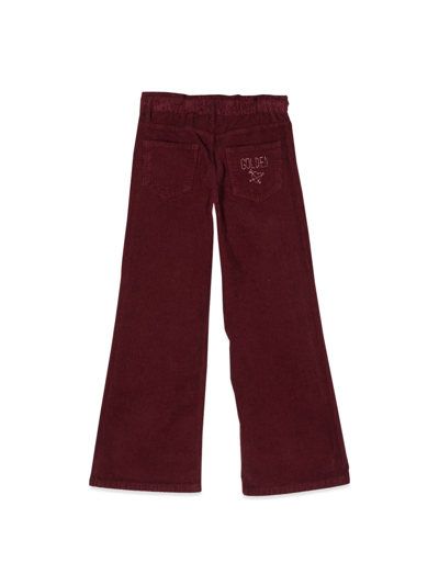 Shop Golden Goose Wide Leg Pants With Embroidery In Bordeaux