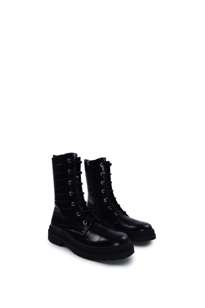 Shop Versace Leather Boots In Back