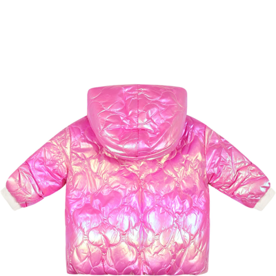 Shop Billieblush Metallic Pink Padded Coat For Baby Girl In Fuchsia