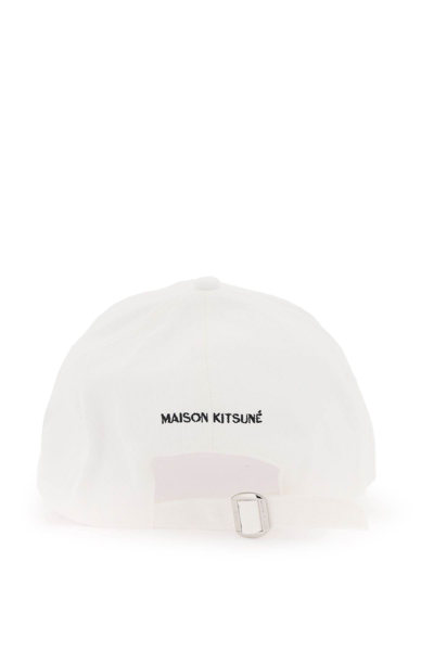 Shop Maison Kitsuné Fox Head Baseball Cap In White (white)