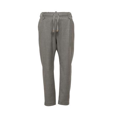 Shop Eleventy Straight Trousers With Drawstring In Gray