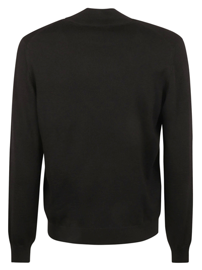 Shop Tagliatore Rib Trim Plain Sweater In Black
