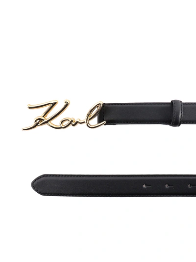 Shop Karl Lagerfeld Leather Belt With Karl Metal Buckle