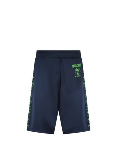 Shop Moschino Jersey Bermuda Shorts With Frontal Logo