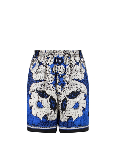 Shop Valentino Silk Bermuda Shorts With Multicolor Print