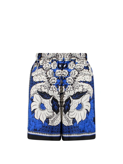 Shop Valentino Silk Bermuda Shorts With Multicolor Print