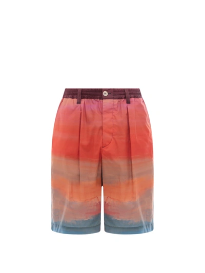 Shop Marni Cotton Bermuda Shorts With The Dark Side Of The Moon Print