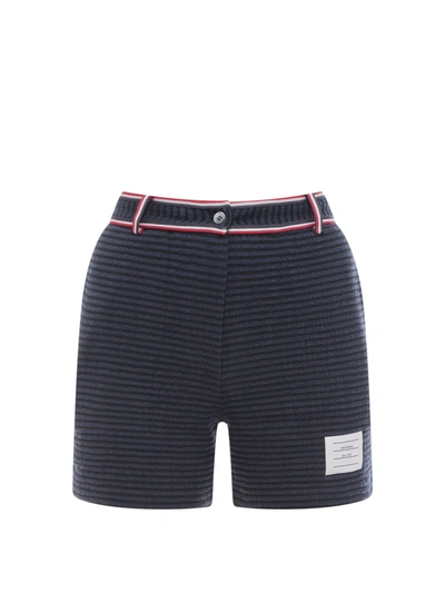 Shop Thom Browne Cotton Blend Bermuda Shorts With Striped Motif