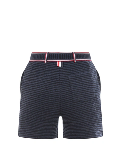 Shop Thom Browne Cotton Blend Bermuda Shorts With Striped Motif