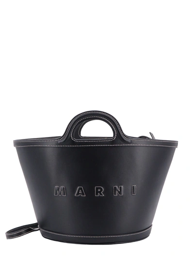 Shop Marni Leather Handbag With Embossed Logo