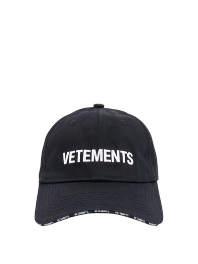 Vetements Logo Cotton Baseball Cap In Black | ModeSens