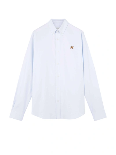 Shop Maison Kitsuné Cotton Shirt With Iconic Frontal Patch