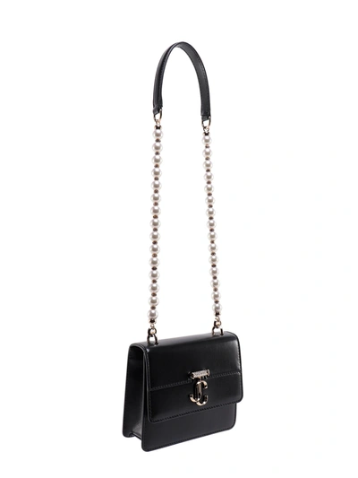 Shop Jimmy Choo Leather Shoulder Bag With Frontal Monogram And Rhinestones