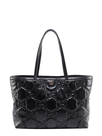 Shop Gucci Leather Shoulder Bag With Metalassé Gg Motif