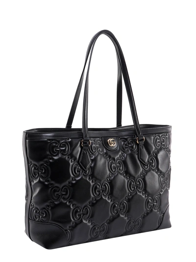 Shop Gucci Leather Shoulder Bag With Metalassé Gg Motif