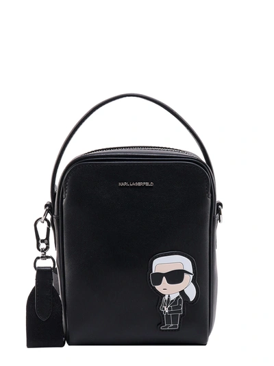 Shop Karl Lagerfeld Leather Shoulder Bag With Iconic Karl Patch