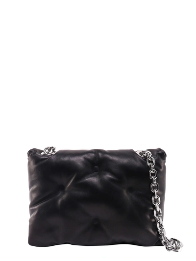 Shop Maison Margiela Matelassé Leather Shoulder Bag With Logo Patch