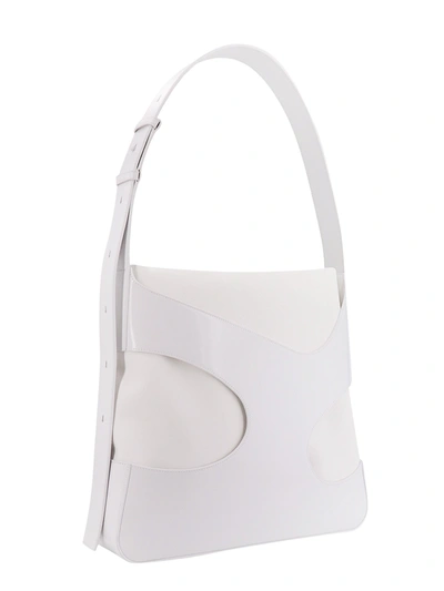 Shop Ferragamo Shoulder Bag In Leather And Canvas With Cut-out Details