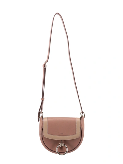 Shop Chloé Leather Shoulder Bag With Metal Ring