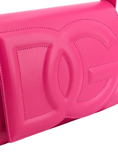 Shop Dolce & Gabbana Leather Shoulder Bag With Embossed Logo Detail