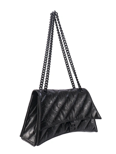 Shop Balenciaga Matelassé Leather Shoulder Bag With Metal Monogram