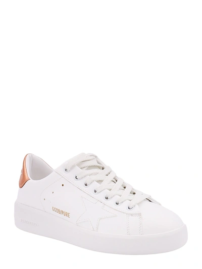 Shop Golden Goose Leather Sneakers With Back Laminated Detail