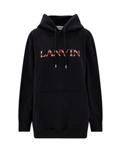 Shop Lanvin Paris Cotton Sweatshirt With Curb Lanvin Logo Embroidery