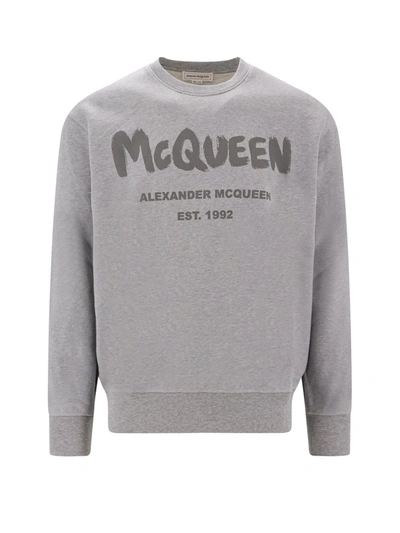 Shop Alexander Mcqueen Cotton Sweatshirt With Mcqueen Graffiti Logo