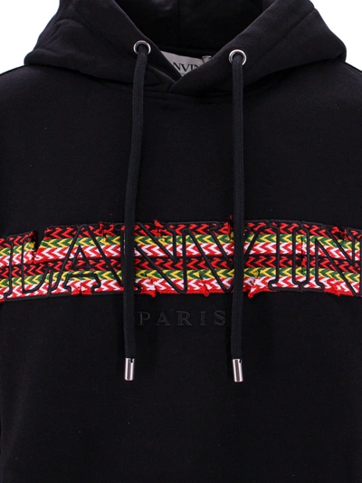 Shop Lanvin Paris Cotton Sweatshirt With Curb Lanvin Logo  Embroidery With Laces