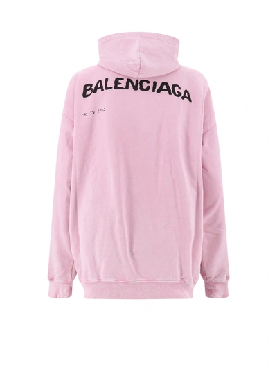 Shop Balenciaga Cotton Sweatshirt With Frontal And Back Logo
