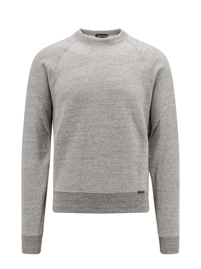 Shop Tom Ford Cotton Sweatshirt With Logoed Label