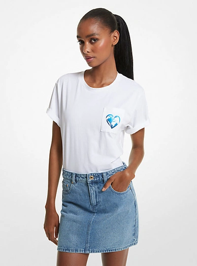 Shop Michael Kors Watch Hunger Stop Organic Cotton Unisex T-shirt In White