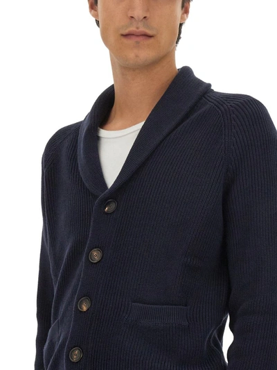 Shop Brunello Cucinelli V-neck Cardigan In Blue