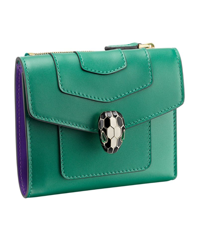 Shop Bvlgari Leather Serpenti Forever Wallet In Green