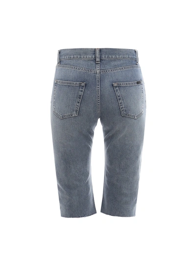 Shop Saint Laurent Denim Bermuda Shorts