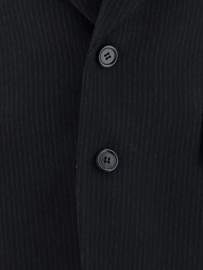 Shop Saint Laurent Striped Wool Jacket In Black