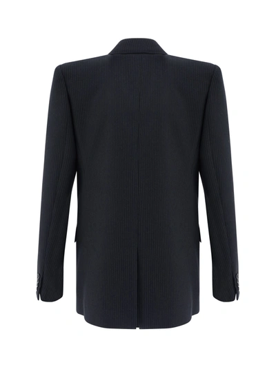 Shop Saint Laurent Striped Wool Jacket In Black