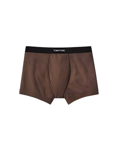 Shop Tom Ford Cotton Boxer In Marrone