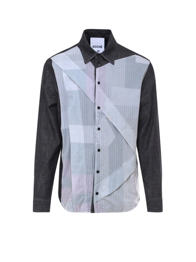 Shop Koché Cotton Shirt With Perforated Insert